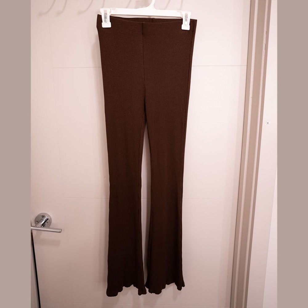 Brown High Rise Ribbed Yoga Pants